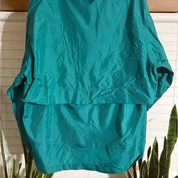 Vintage EBTEK Eddie Bauer Windbreaker Jacket Teal Packable Hooded Mens L - Picture 4 of 5